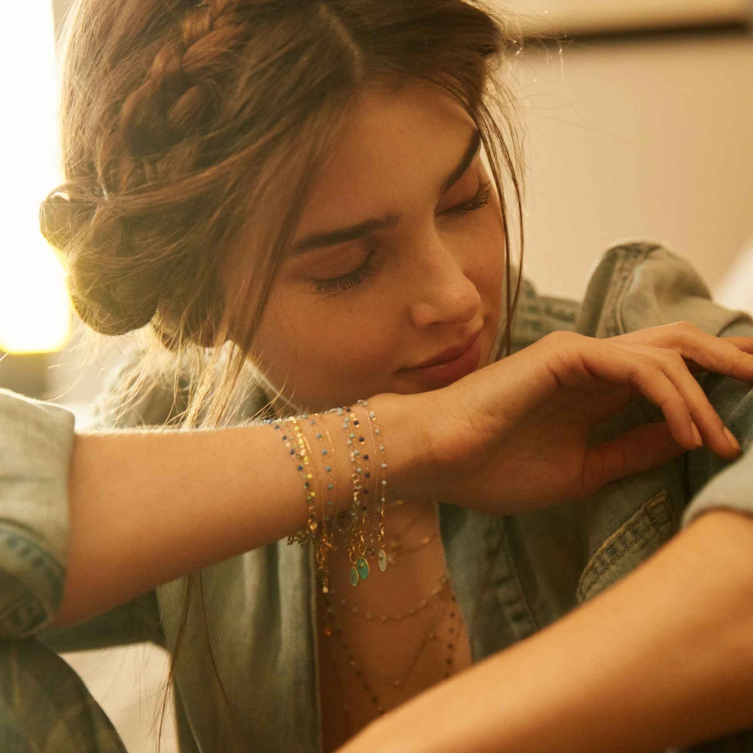 Gigi Clozeau - Flamingo White Resin pendant, Yellow Gold