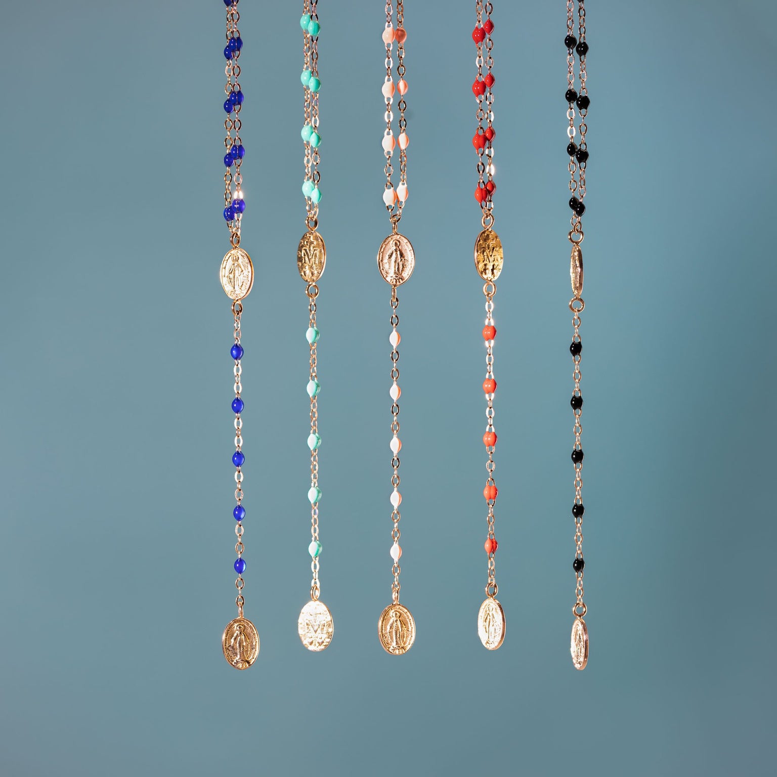 Gigi Clozeau - Madone Charm Classic Gigi Lapis rosary, Rose Gold, 16.5"