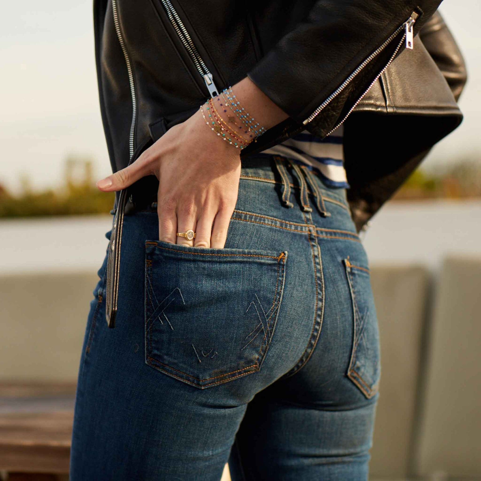 Gigi Clozeau - Cross Charm Classic Gigi Lapis bracelet, Yellow Gold, 6.7"