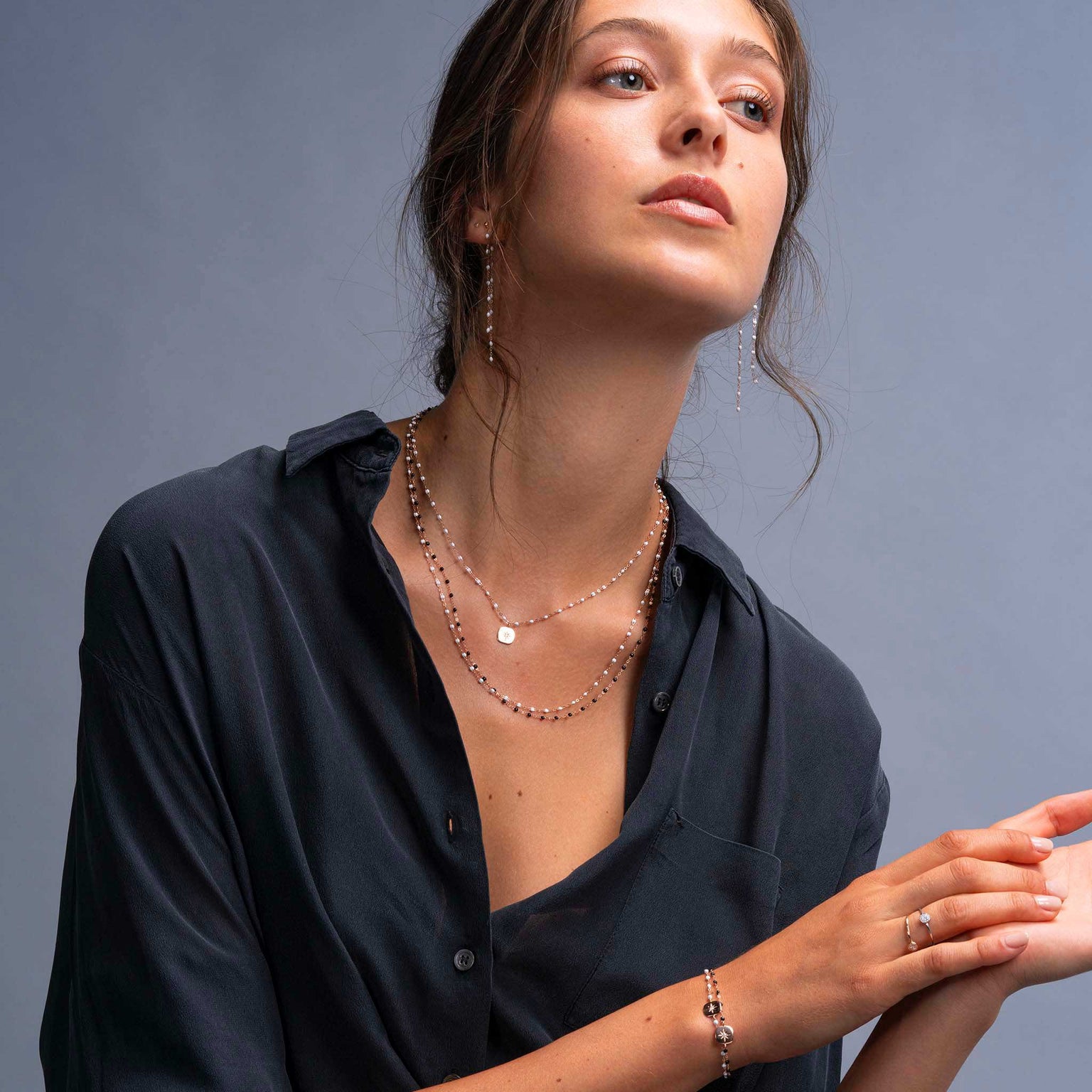 Gigi Clozeau - Miss Gigi White diamond bracelet, Rose Gold, 6.7"