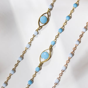 Gigi Clozeau - Eye Classic Gigi Baby Blue bracelet, Yellow Gold, 6.7"