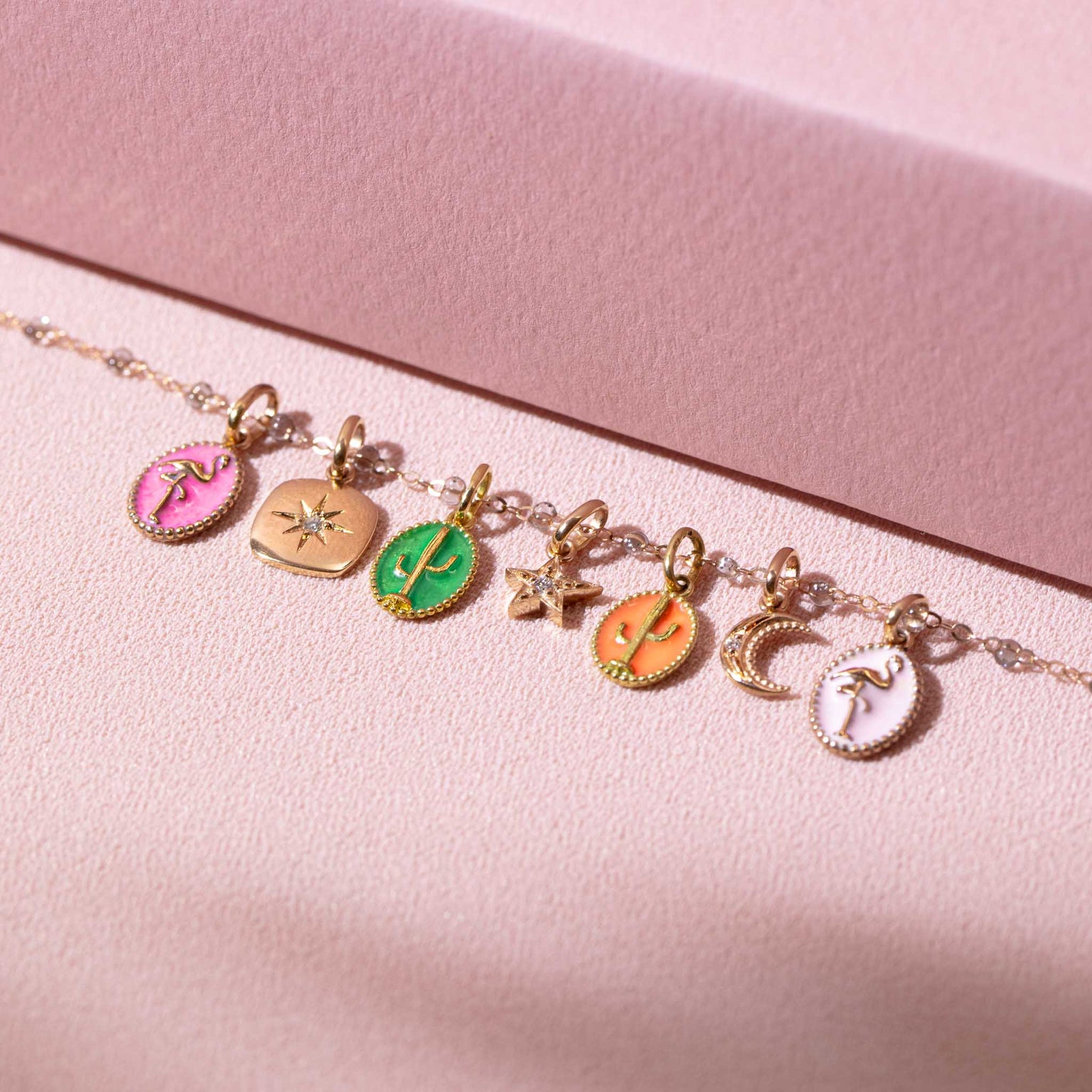 Gigi Clozeau - Flamingo Pink Resin pendant, Rose Gold