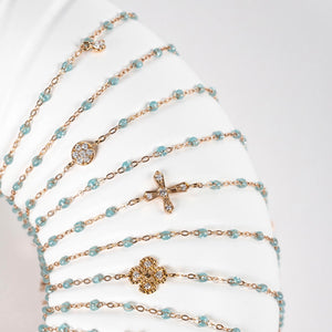 Gigi Clozeau - Lucky Clover Classic Gigi Aqua diamond Bracelet, Yellow Gold, 6.7"