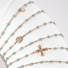 Gigi Clozeau - Classic Cross Vintage Diamond Aqua bracelet, Yellow Gold, 6.7"