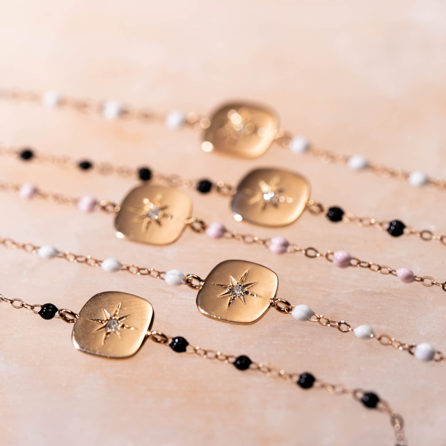 Gigi Clozeau - Miss Gigi Black diamond bracelet, Rose Gold, 6.7"