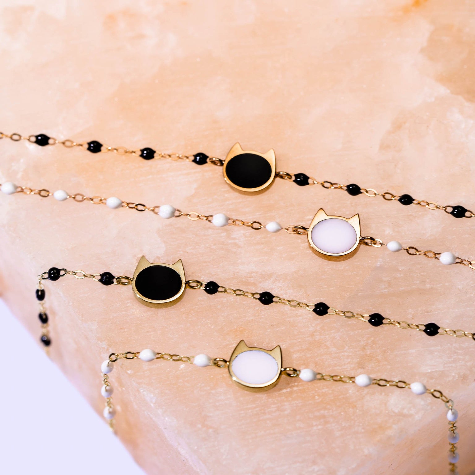 Gigi Clozeau - Cat Classic Gigi Black bracelet, Yellow Gold, 6.7"