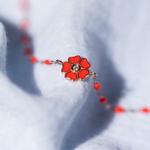 Gigi Clozeau - Flower Classic Gigi Coral diamond bracelet, Rose Gold, 6.7"