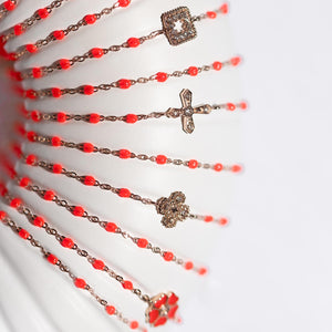 Gigi Clozeau - Lucky Clover Classic Gigi Coral diamond Bracelet, Rose Gold, 6.7"
