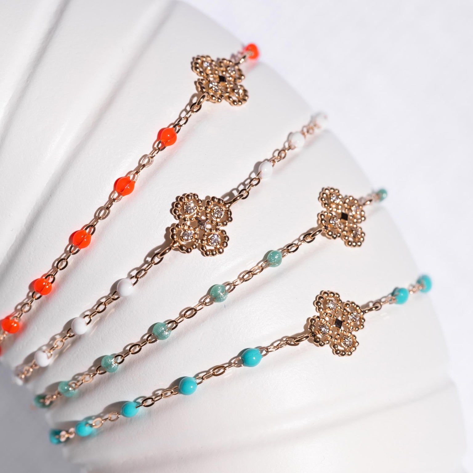 Gigi Clozeau - Lucky Clover Classic Gigi Turquoise Green diamond Bracelet, Rose Gold, 6.7"