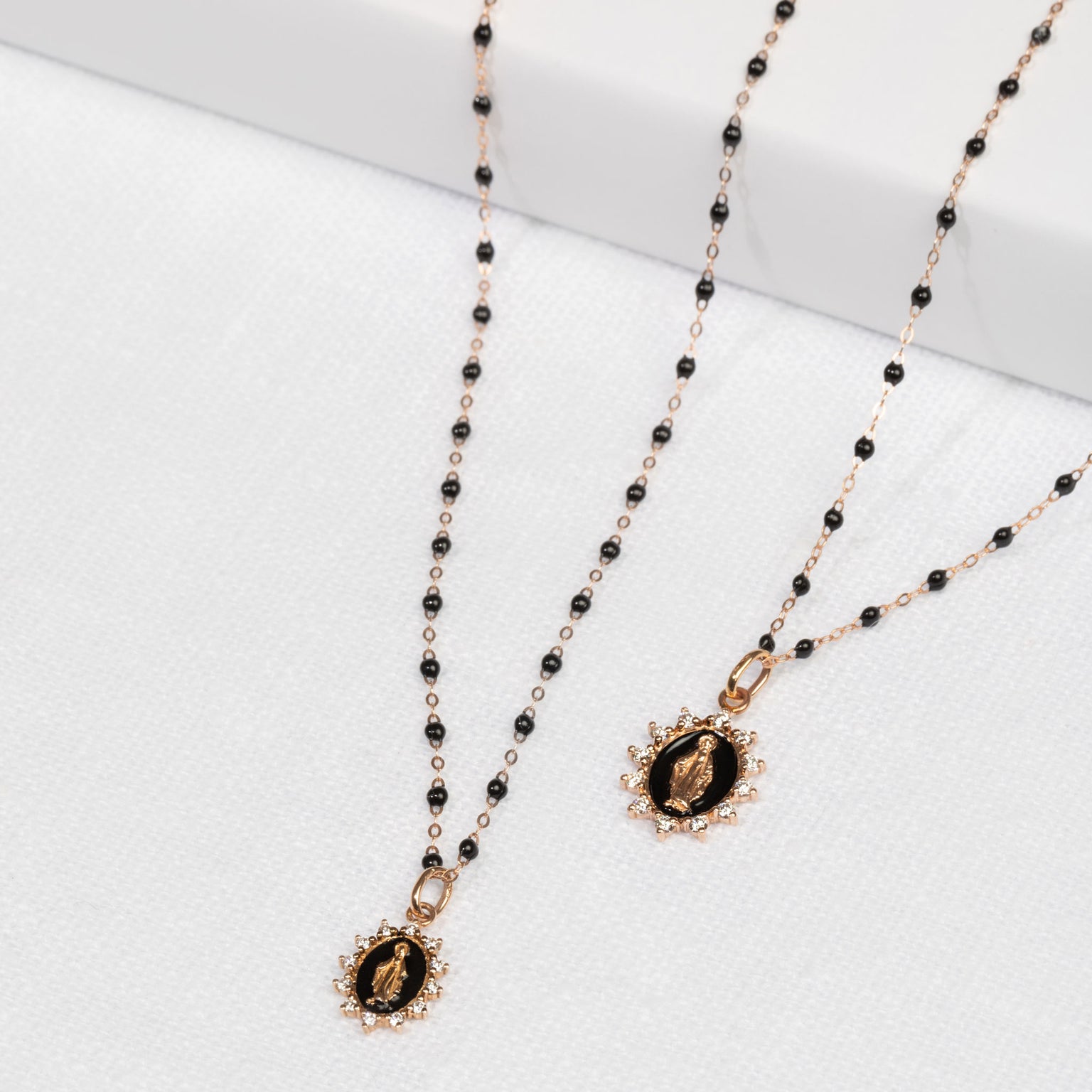 Gigi Clozeau - Petite Madone Supreme Black resin diamond pendant, Rose Gold