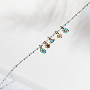 Gigi Clozeau - Flower Turquoise diamond pendant, Rose Gold