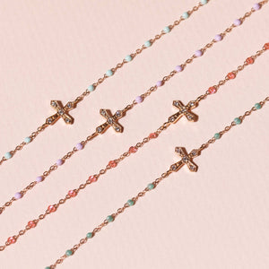 Gigi Clozeau - Classic Cross Vintage Diamond Iceberg bracelet, Yellow Gold, 6.7"