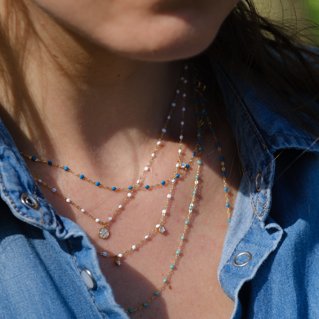 Gigi Clozeau - Puce Classic Gigi White diamond necklace, Rose Gold, 16.5"