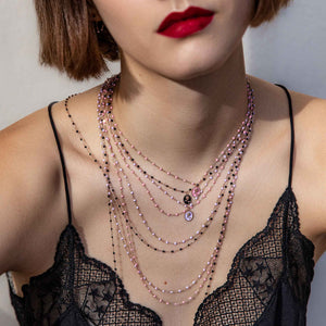 Gigi Clozeau - Black Rose Necklace, Rose Gold, 16.5"