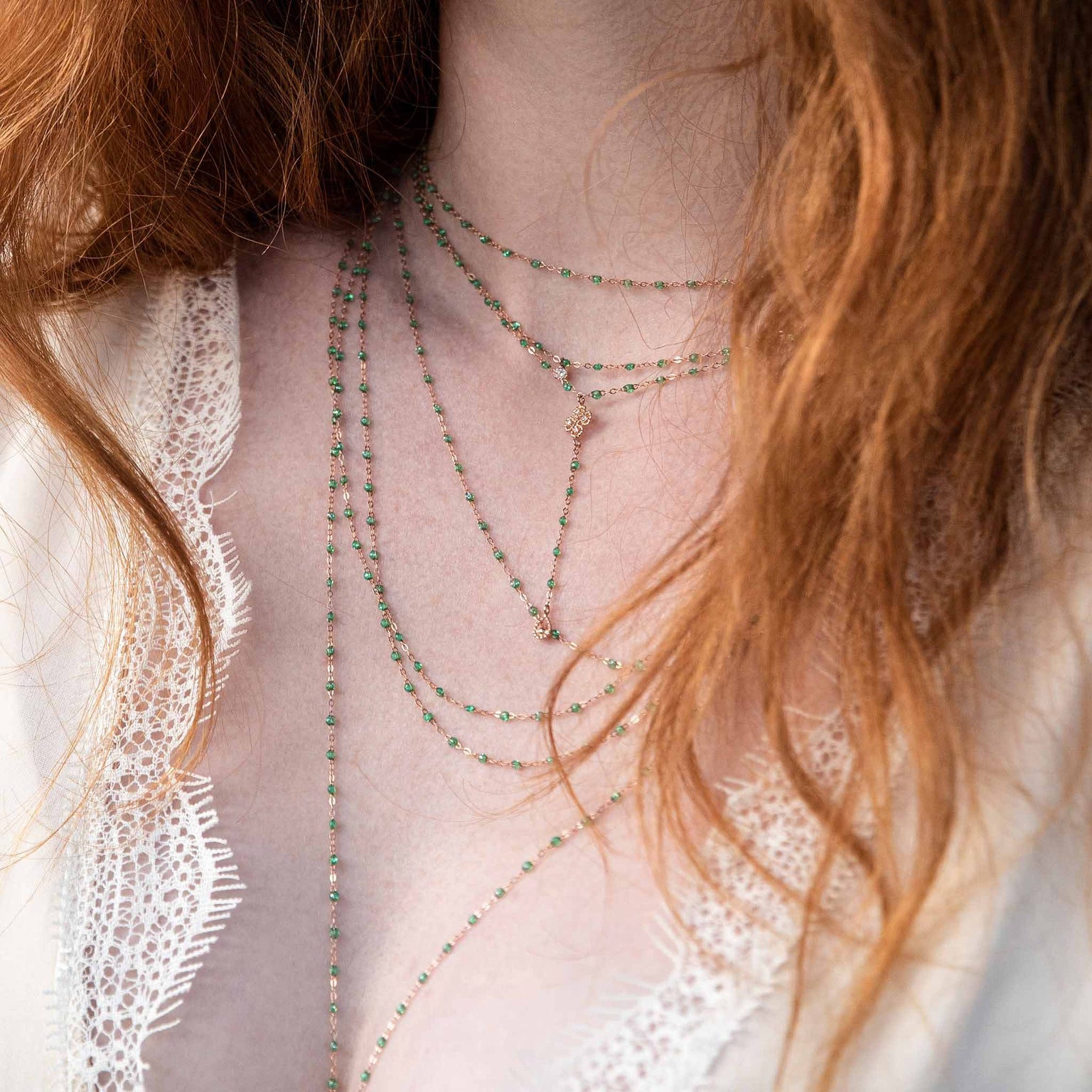 Gigi Clozeau - Gigi Supreme Classic 1 Diamond Necklace, Mint, Rose Gold, 16.5"