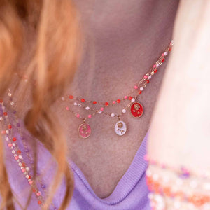 Gigi Clozeau - Pink Rose Necklace, Yellow Gold, 16.5"