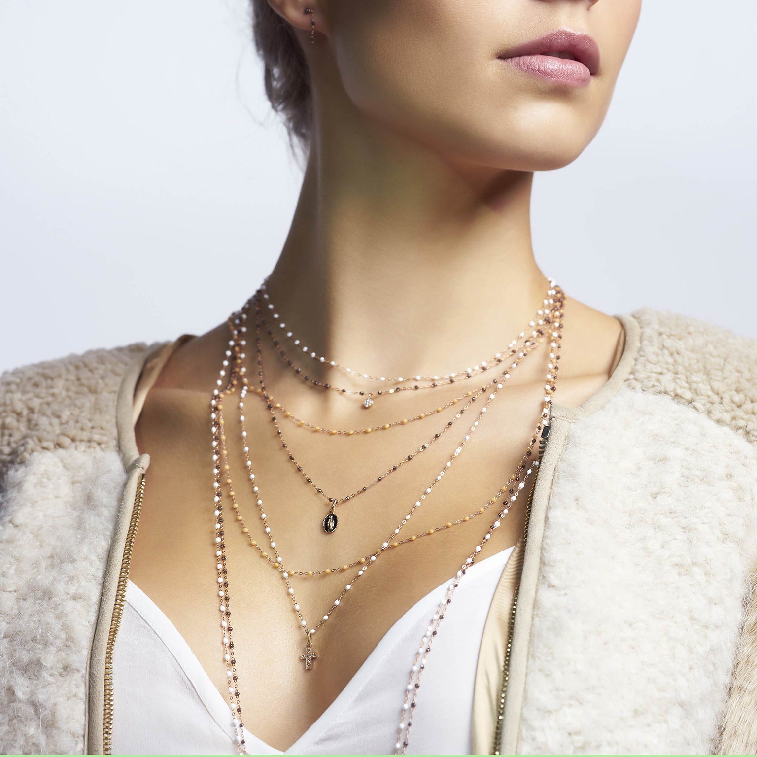 Gigi Clozeau - Classic Gigi Quartz Necklace, Yellow Gold, 17.7"