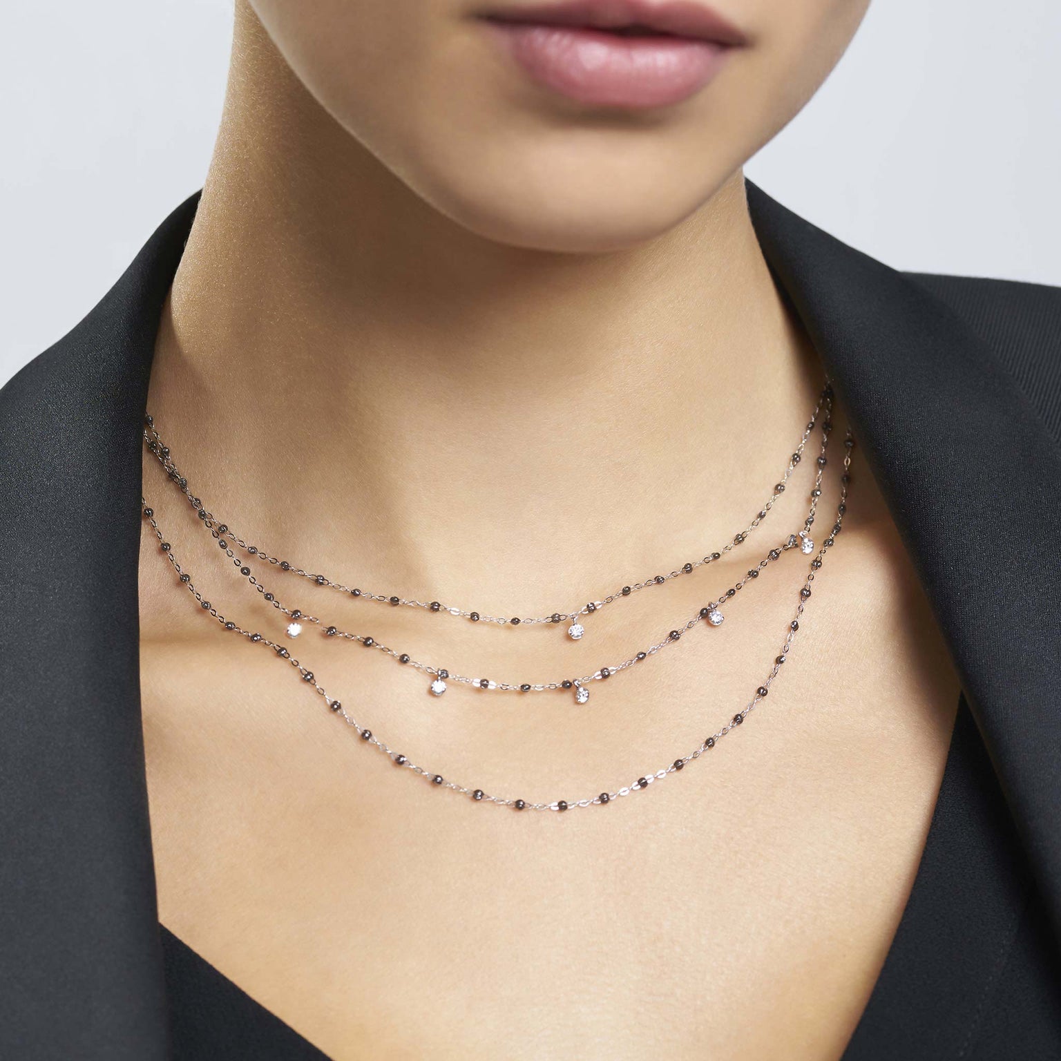 Gigi Clozeau - Gigi Supreme Classic 1 Diamond Necklace, Quartz, White Gold, 16.5"