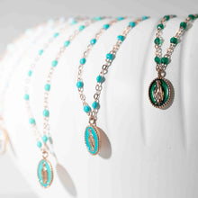 Gigi Clozeau - Madone resin charm Classic Gigi Turquoise Green necklace, Rose Gold, 16.5"