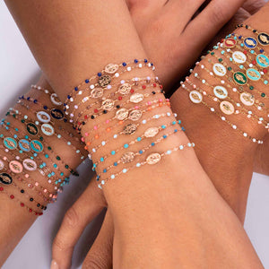 Gigi Clozeau - Madone Charm Classic Gigi Baby Blue bracelet, Rose Gold, 6.7"