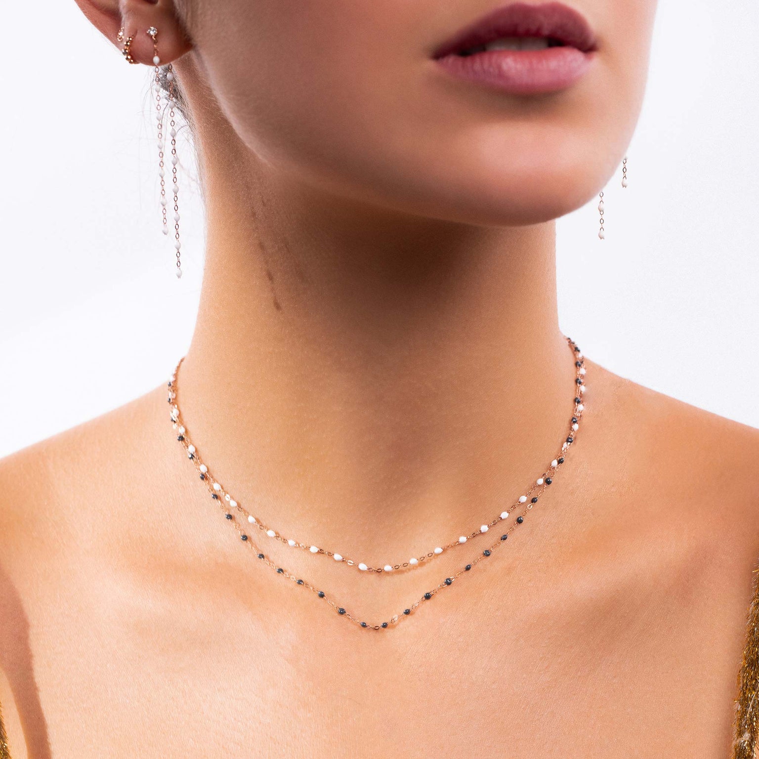 Classic Gigi Grey necklace, Rose Gold, 17.7
