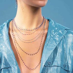 Gigi Clozeau - Classic Gigi Baby Blue necklace, Yellow Gold, 19.7"