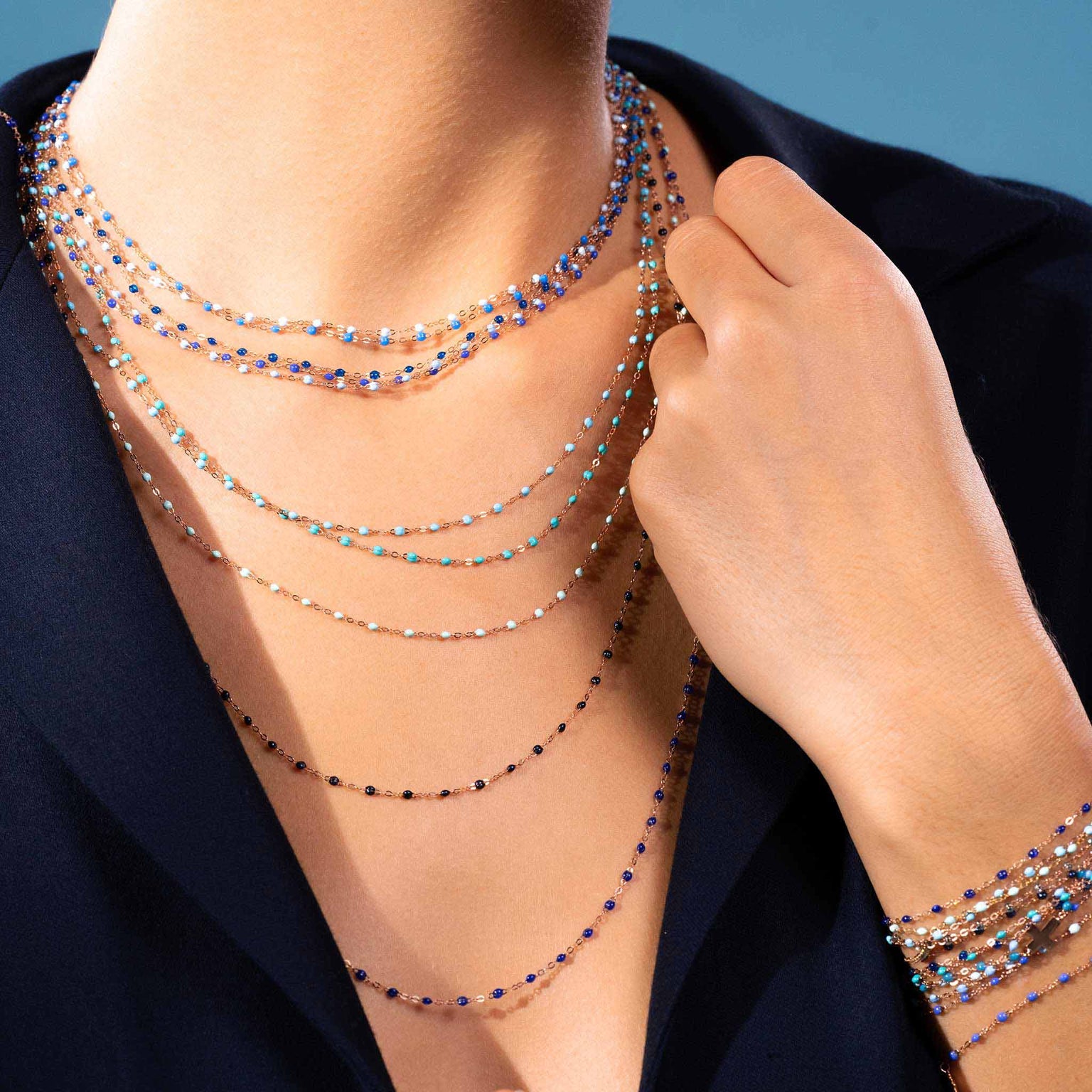 Gigi Clozeau - Classic Gigi Lapis necklace, Rose Gold, 16.5"