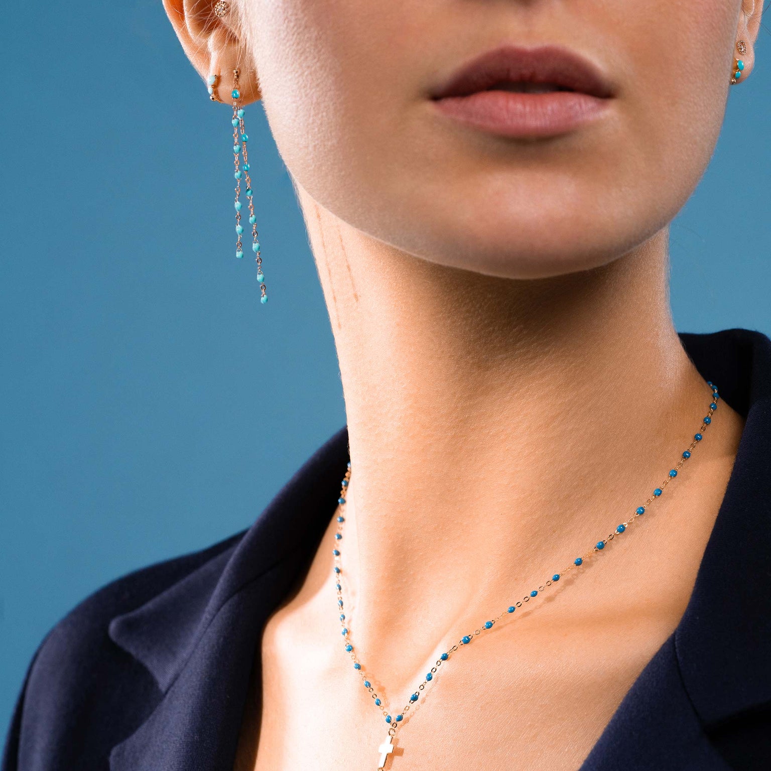 Gigi Clozeau - Classic Gigi dangling Turquoise Green earrings, Rose Gold