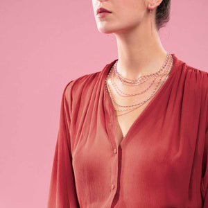 Gigi Clozeau - Classic Gigi Pink necklace, Yellow Gold, 17.7"
