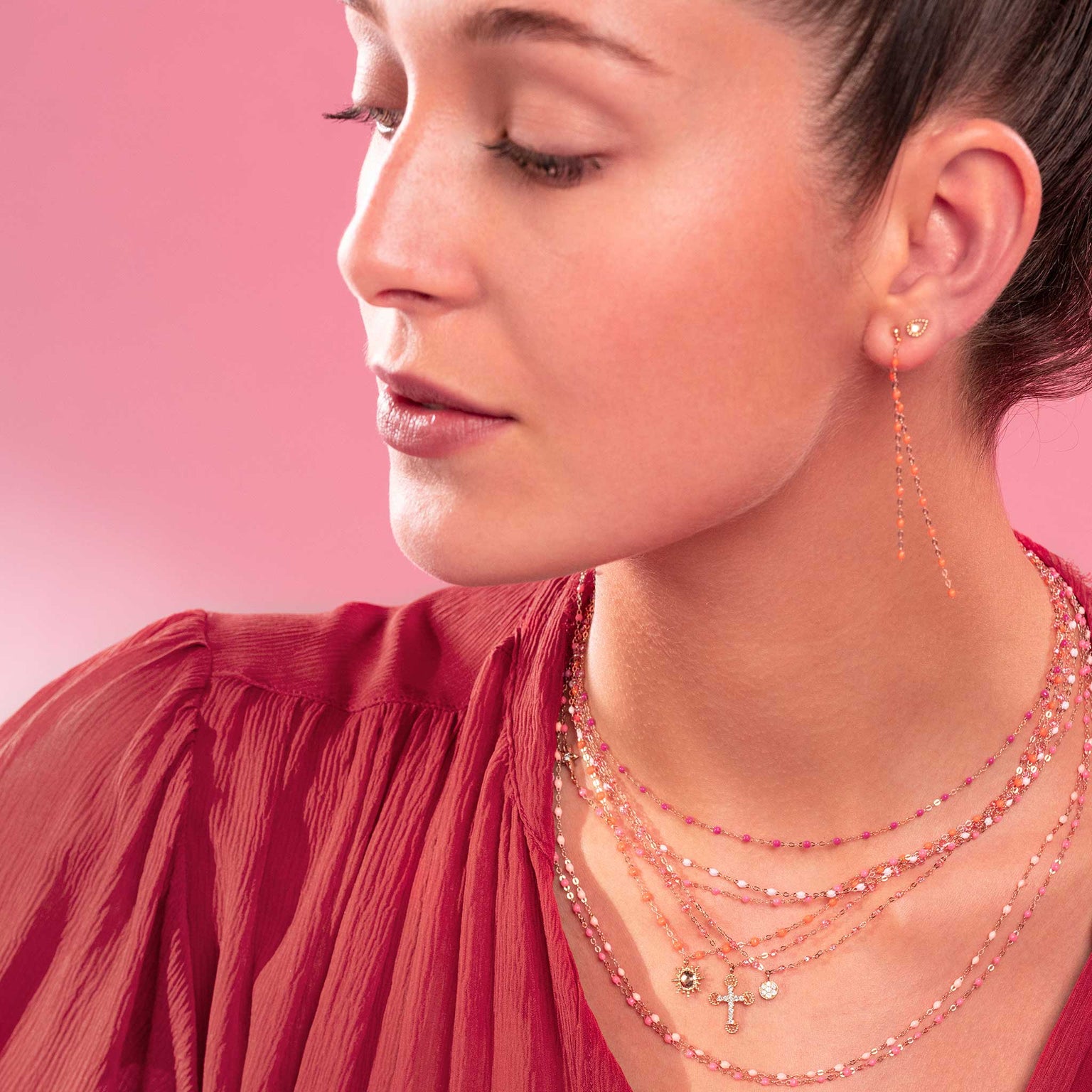 Gigi Clozeau - Classic Gigi dangling Orange earrings, Rose Gold