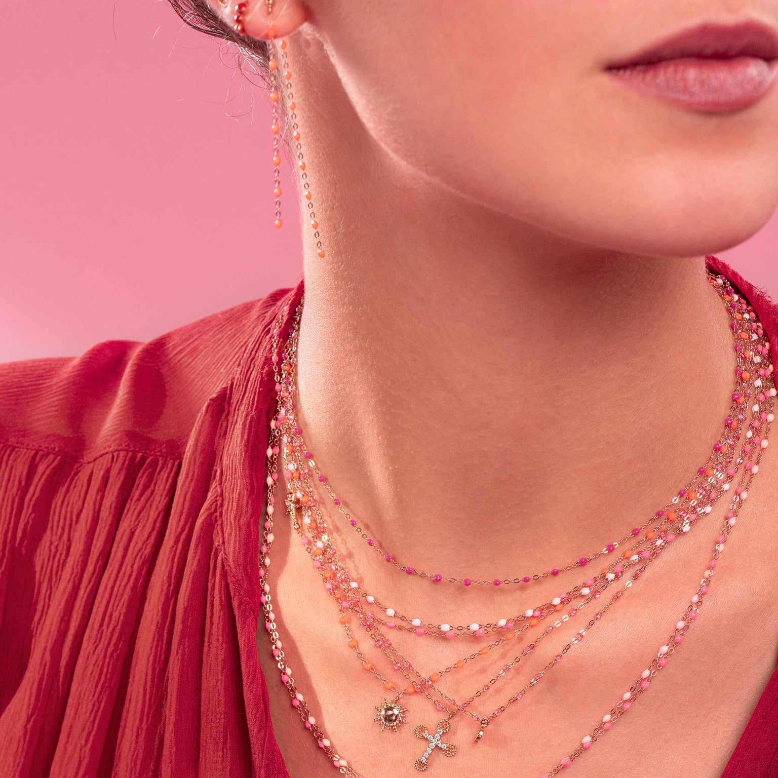 Gigi Clozeau - Classic Gigi dangling Orange earrings, Rose Gold