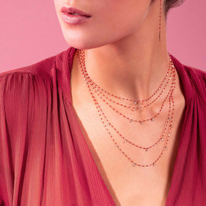 Gigi Clozeau - Mini Gigi Poppy necklace, Yellow Gold 5 diamond, 21.7"