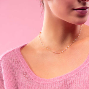 Gigi Clozeau - Classic Gigi Baby Pink necklace, Yellow Gold, 17.7"
