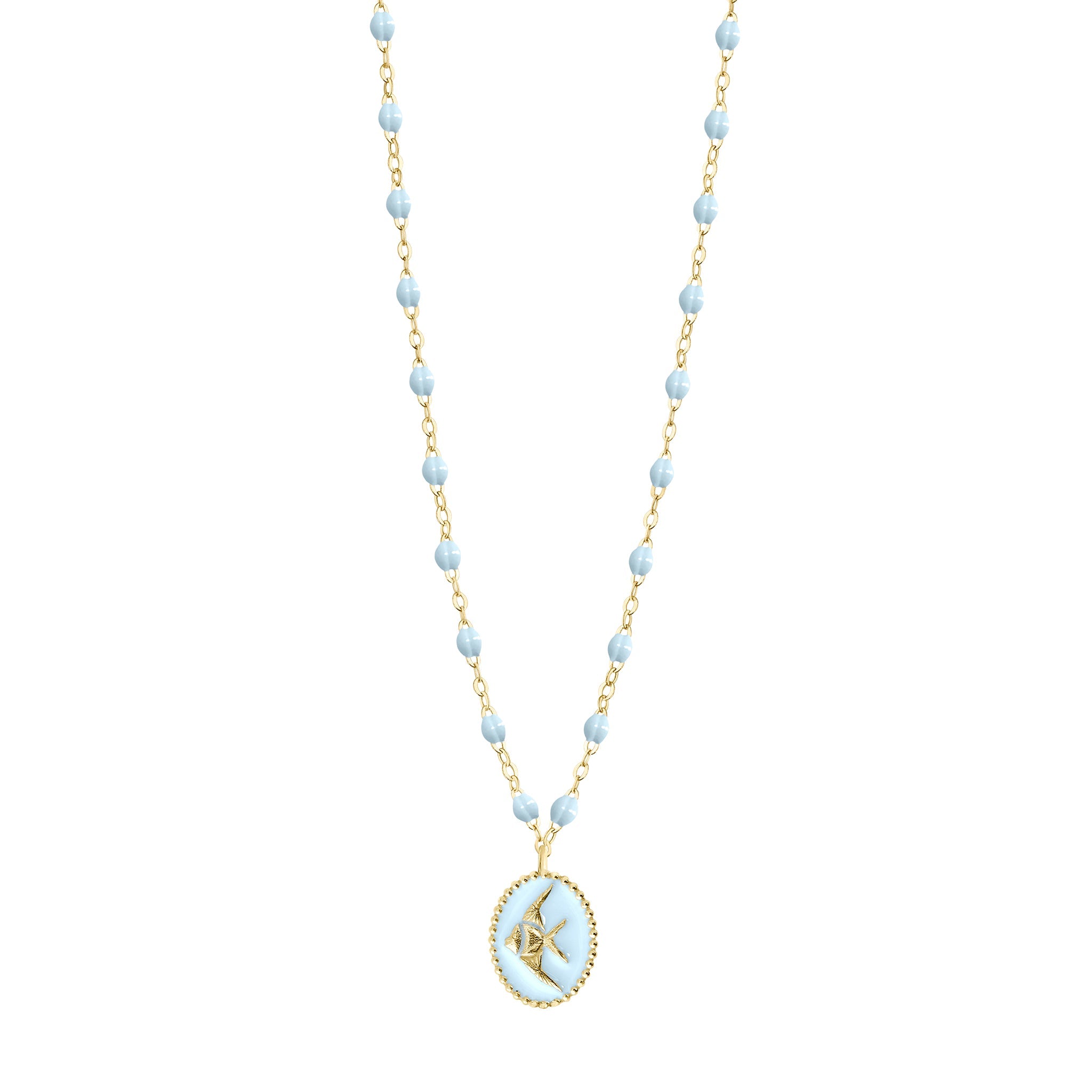 Gigi Clozeau - Baby Blue Angelfish Necklace, Yellow Gold, 16.5"