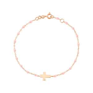 Gigi Clozeau - Baby Cross Charm Classic Gigi Baby Pink bracelet, Rose Gold, 5.1"
