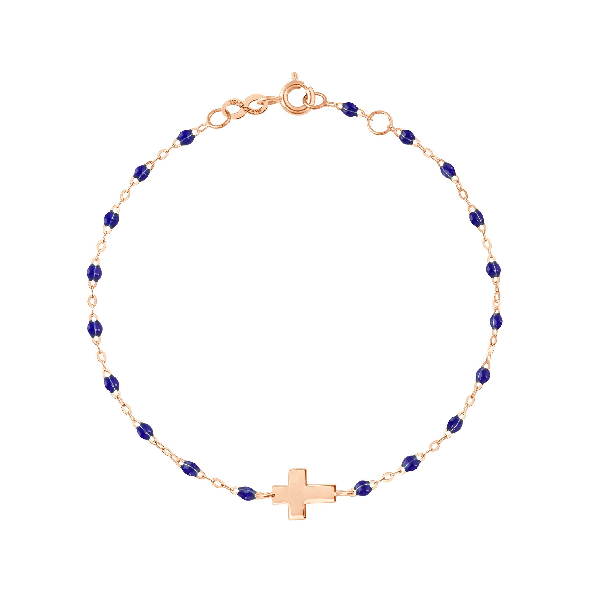Gigi Clozeau - Baby Cross Charm Classic Gigi Lapis bracelet, Rose Gold, 5.1"