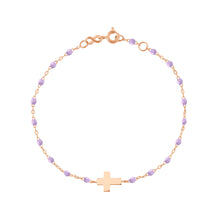 Gigi Clozeau - Baby Cross Charm Classic Gigi Lilac bracelet, Rose Gold, 5.1"