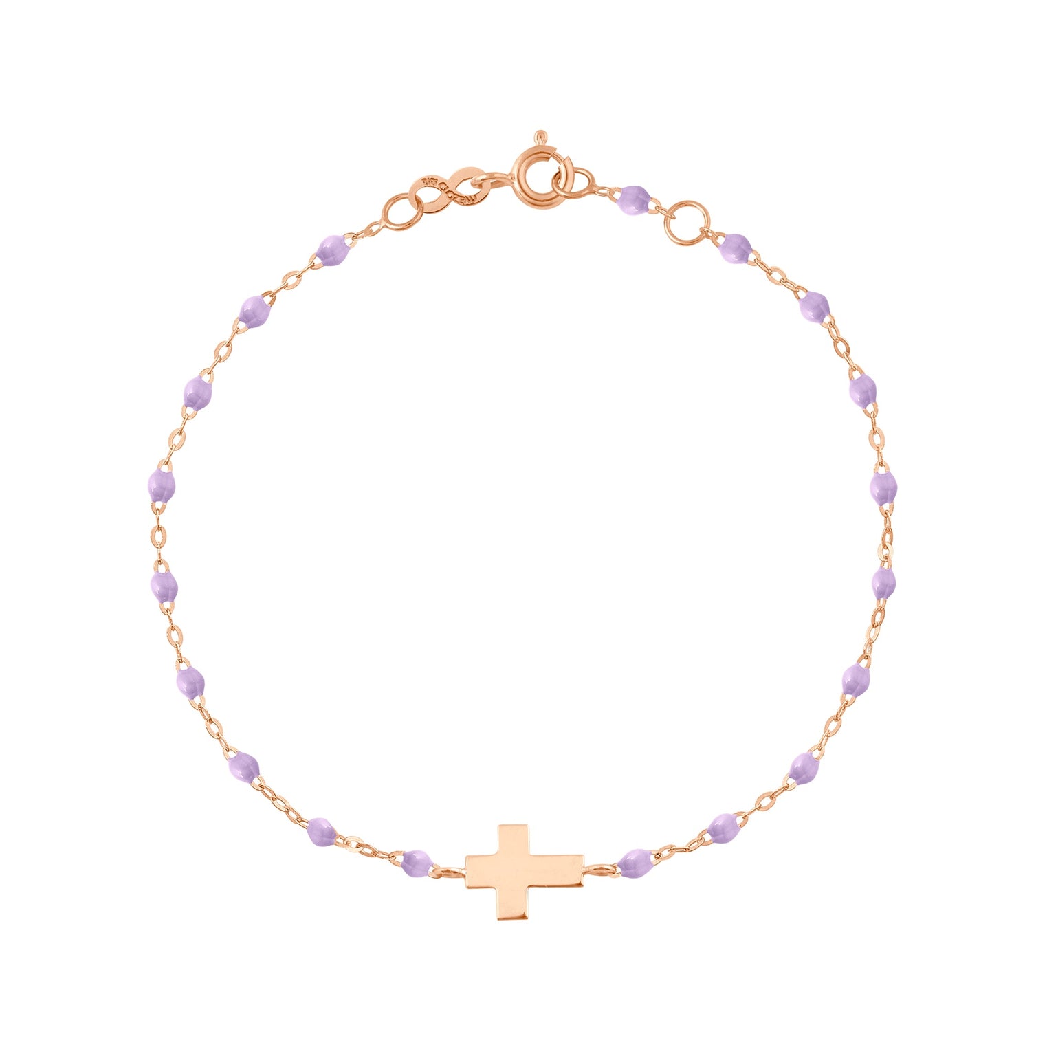 Gigi Clozeau - Baby Cross Charm Classic Gigi Lilac bracelet, Rose Gold, 5.1"