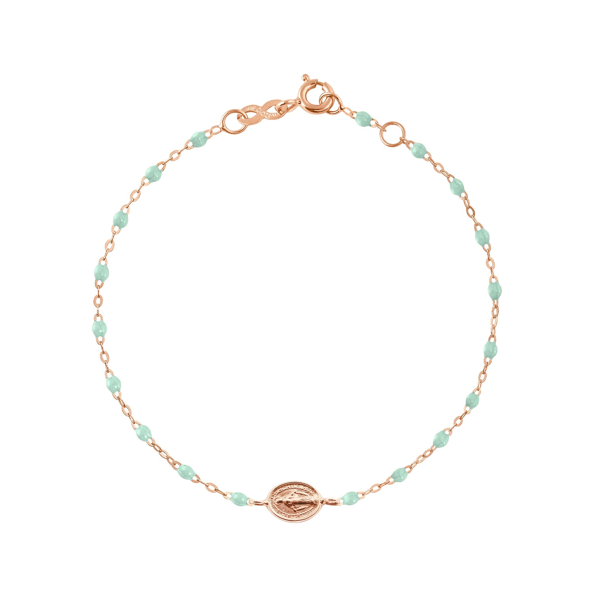 Gigi Clozeau - Baby Madone Charm Classic Gigi Jade bracelet, Rose Gold, 5.1"