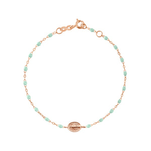 Gigi Clozeau - Baby Madone Charm Classic Gigi Jade bracelet, Rose Gold, 5.1"