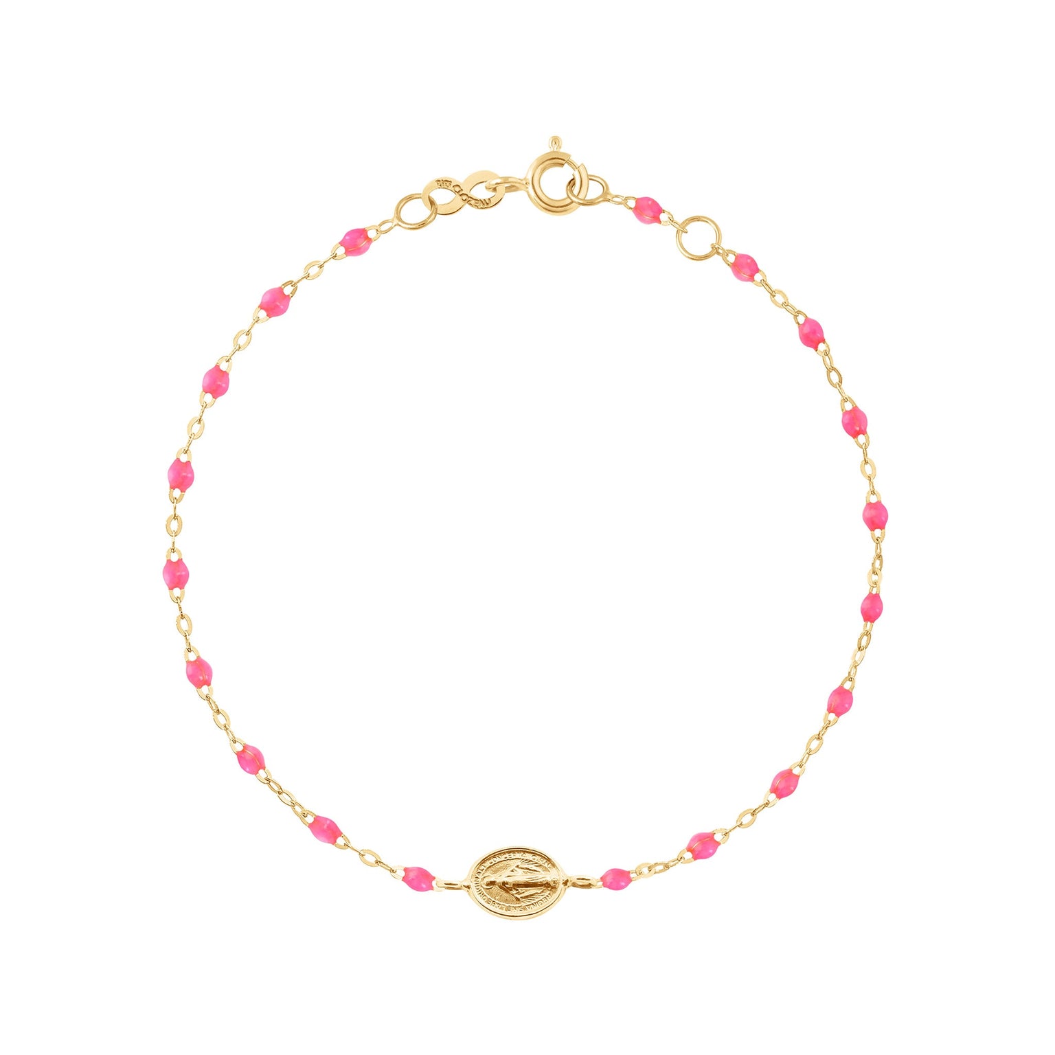 Gigi Clozeau - Baby Madone Charm Classic Gigi Pink bracelet, Yellow Gold, 5.1"