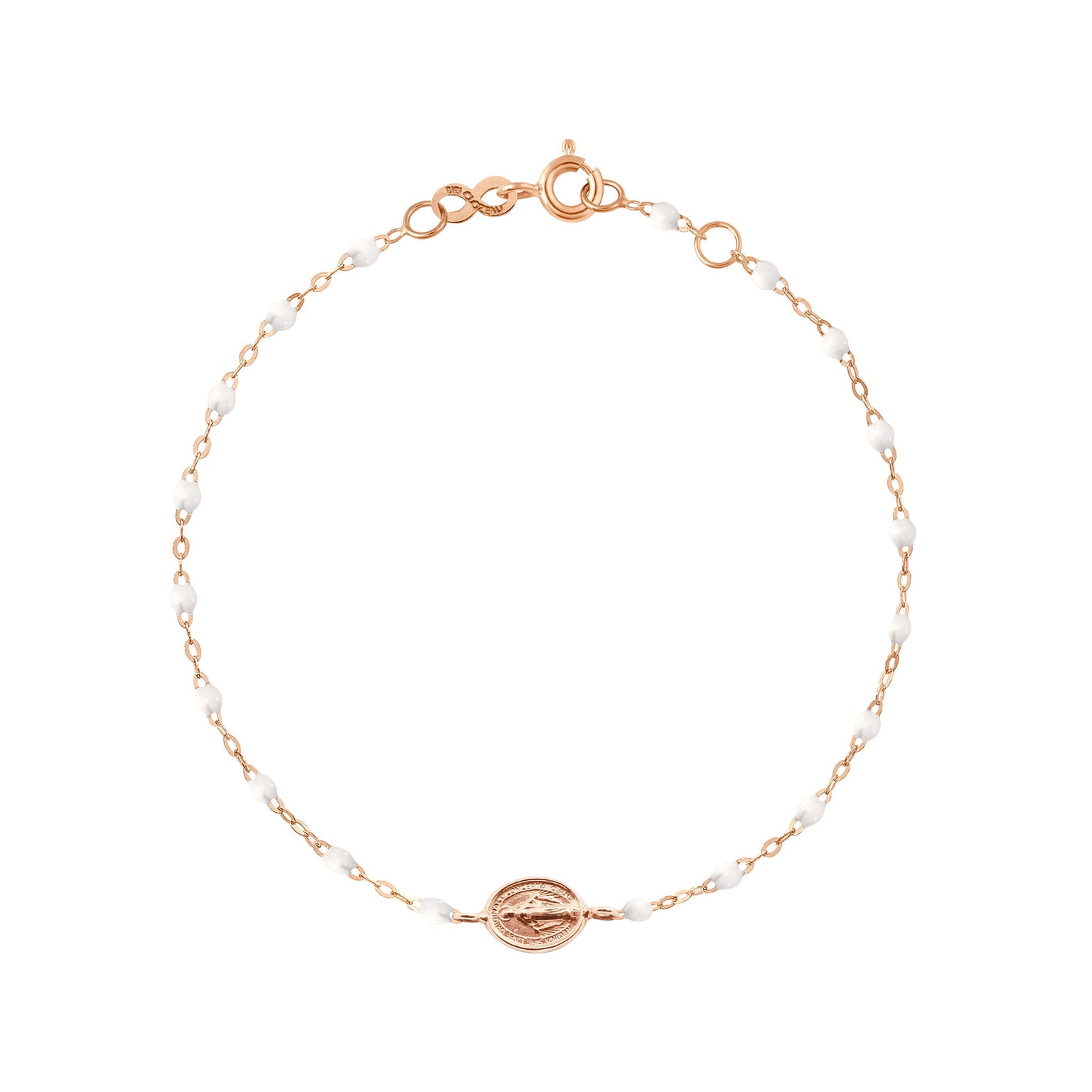 Gigi Clozeau - Baby Madone Charm Classic Gigi White bracelet, Rose Gold, 5.1"