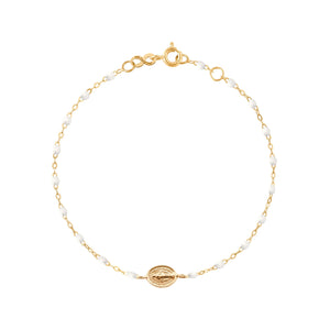 Gigi Clozeau - Baby Madone Charm Classic Gigi White bracelet, Yellow Gold, 5.1"