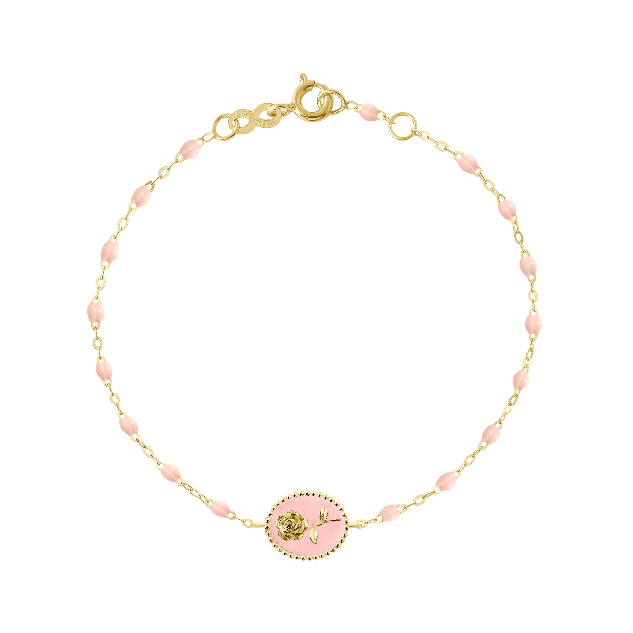 Gigi Clozeau - Baby Pink Rose Bracelet, Yellow Gold, 6.7"