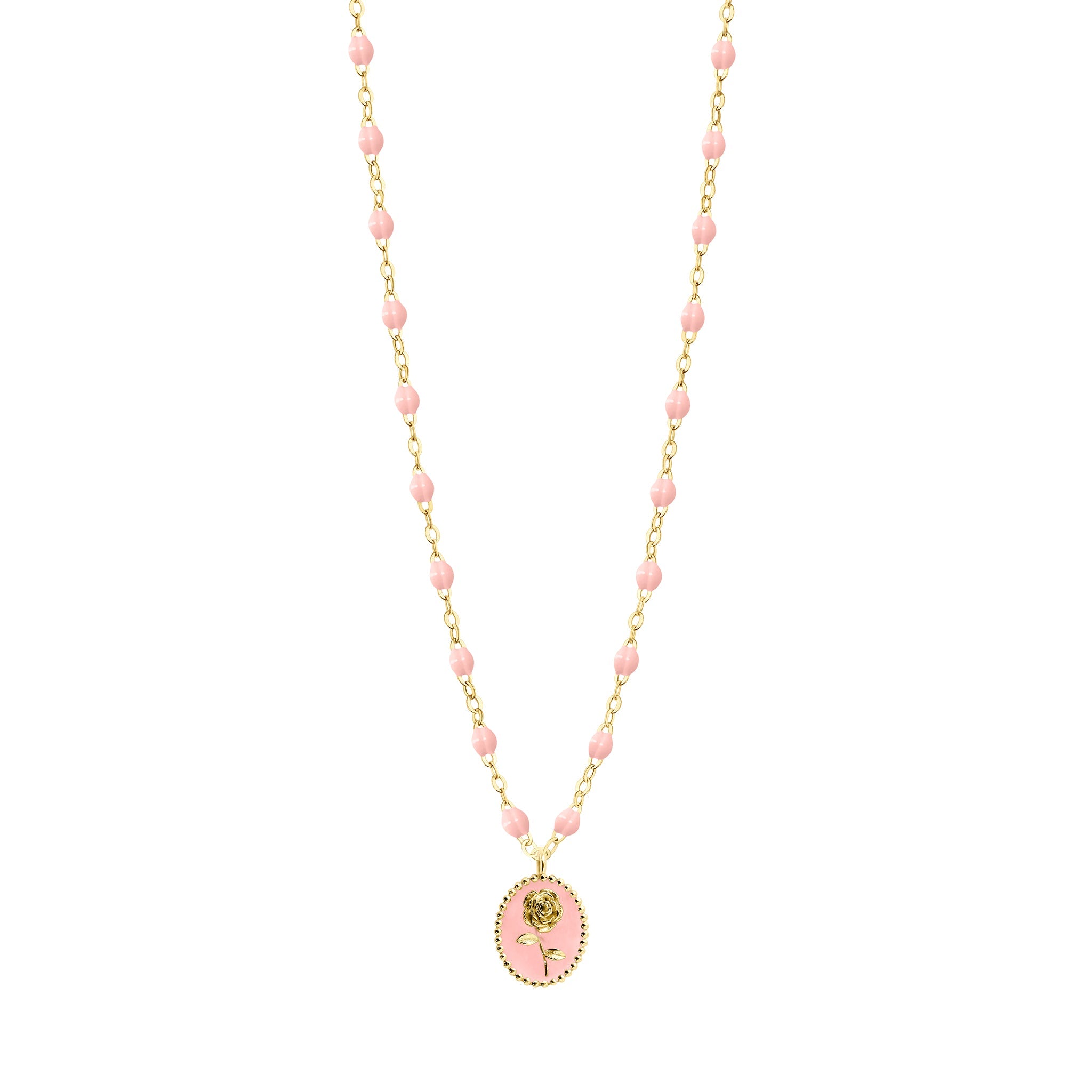 Gigi Clozeau - Baby Pink Rose Necklace, Yellow Gold, 16.5"