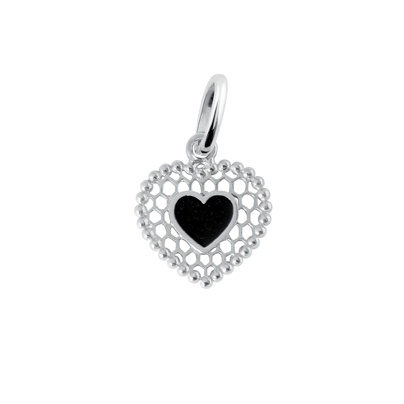 Gigi Clozeau - Black Lace Heart Pendant, White Gold