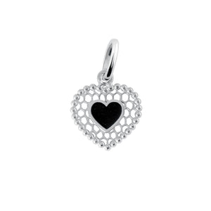 Gigi Clozeau - Black Lace Heart Pendant, White Gold