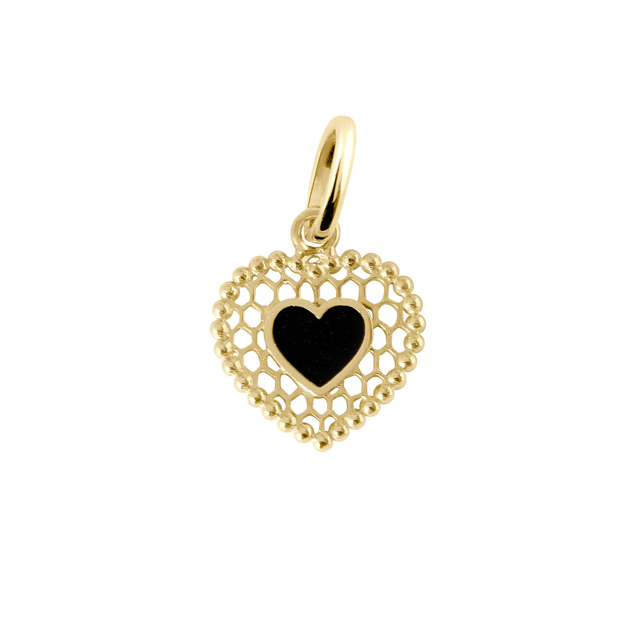 Gigi Clozeau - Black Lace Heart Pendant, Yellow Gold