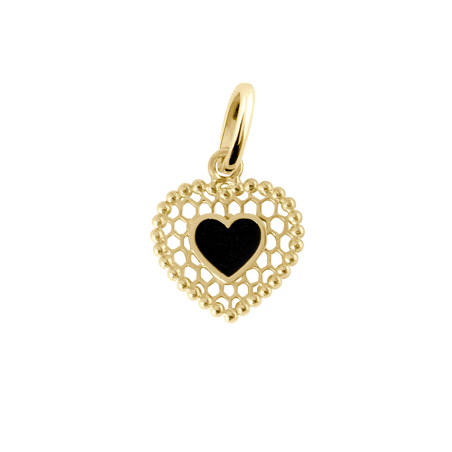 Gigi Clozeau - Black Lace Heart Pendant, Yellow Gold