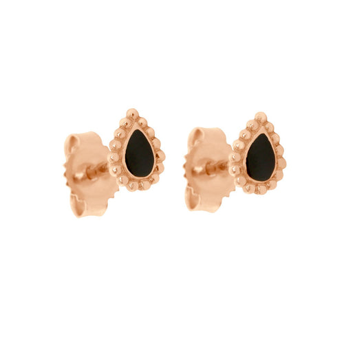 Gigi Clozeau - Black Lucky Cashmere Earrings, Rose Gold